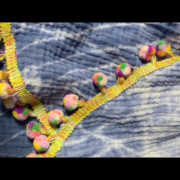 Beulah | Women Size S| Pom Pom Tie Sleeves Cotton BOHO Tie Dye Wrap Top NWT - Picture 6 of 9